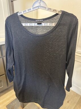 Kristin Nicole Black Long-Sleeve Scoop Neck Top Size 2XL